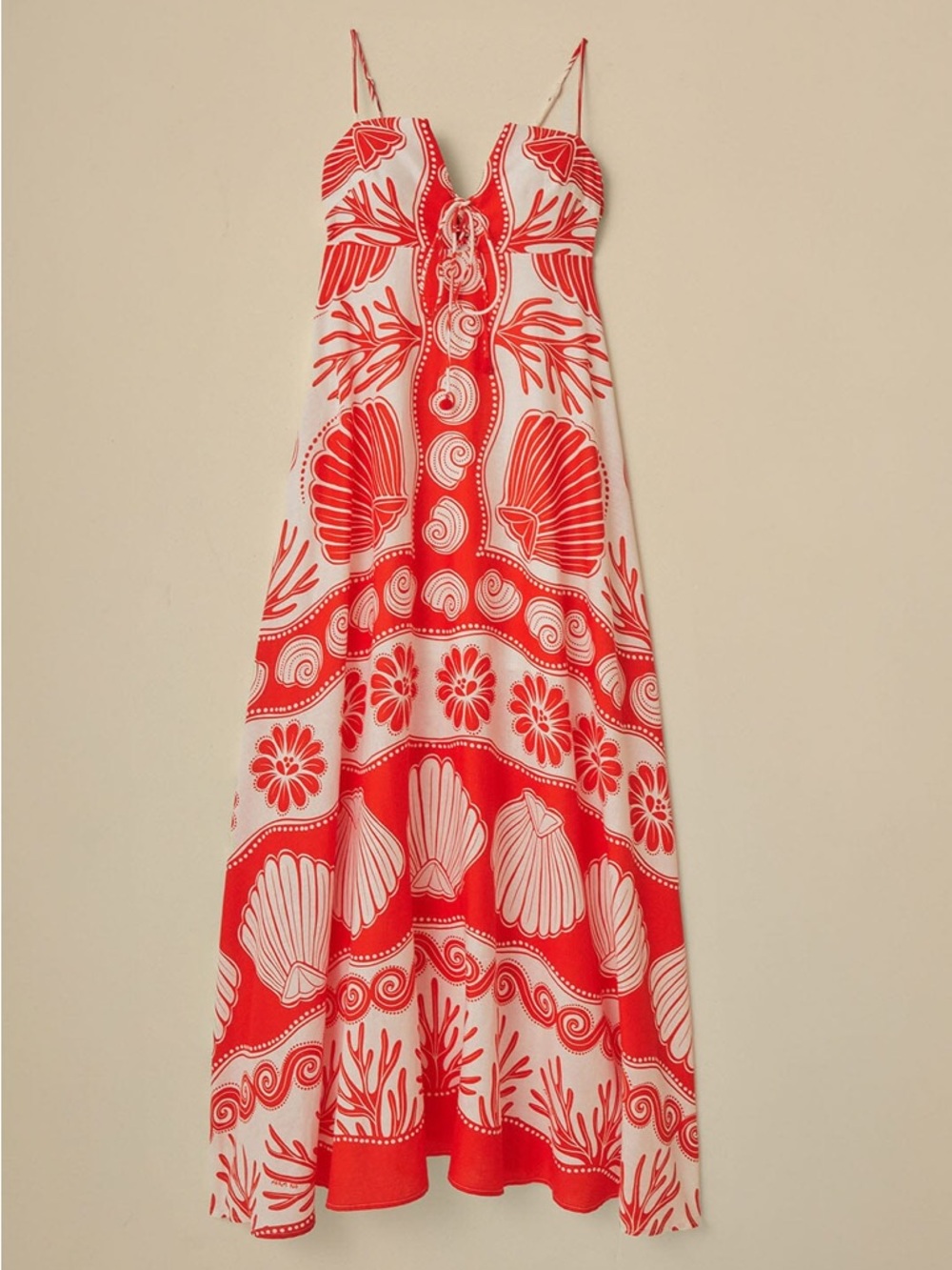 FARM Rio Off-White Ainika Shell Maxi Dress Size Small
